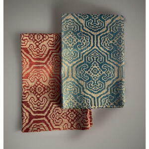 2 Laura Kirar Asian Tortoise by Duralee in Raspberry Teal 26"sq. Fabric Samples